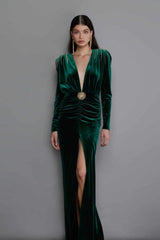 Margot Deep V Neck Velvet Gown