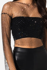 Black Stone Mesh Blouse