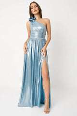 Ivy Aqua Blue Pleated Gown