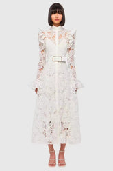 Aliyah Lace Butterfly Sleeve Midi Dress