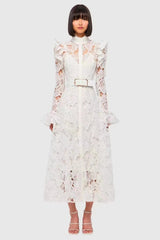 Aliyah Lace Butterfly Sleeve Midi Dress