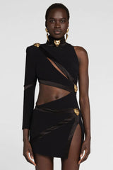 Nude One Shoulder Cutout Bandage Dress