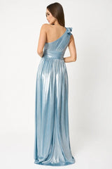 Ivy Aqua Blue Pleated Gown