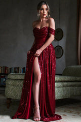 Sequin Dress With Corset & Arm Drapes