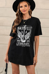 Guitar Slogan Letter Graphic Tee