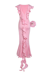 Amalie Ruffle Draped Maxi Dress