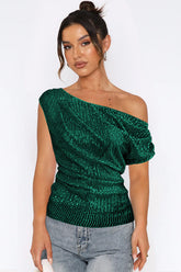 One Shoulder Sequin Top