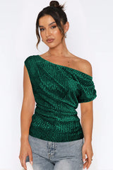One Shoulder Sequin Top