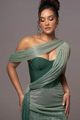 Green Celestina Draped Maxi Dress