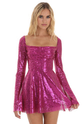 Lulus Sequin Long Sleeve Dress