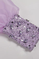 One Sleeve Sequin Detail Midi Dress