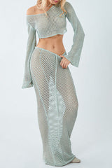 Cutout Cropped Knit & Maxi Skirt Set