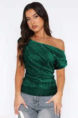One Shoulder Sequin Top