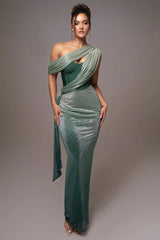 Green Celestina Draped Maxi Dress
