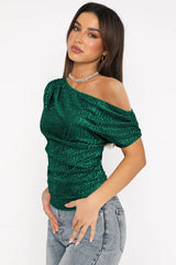 One Shoulder Sequin Top