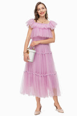 Ruffled Sleeve Corset Dress