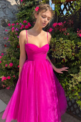 Pleats Spaghetti Straps Midi Dress