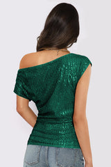 One Shoulder Sequin Top