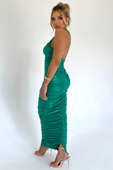 One Shoulder Metallic Maxi Dress