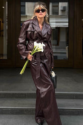 Amanda Peaked Lapel Jacket Leather Set