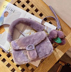 Cute Fuzzy Soft Faux Fur Handbag For Winter