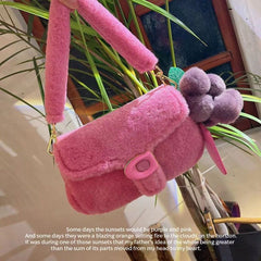 Cute Fuzzy Soft Faux Fur Handbag For Winter