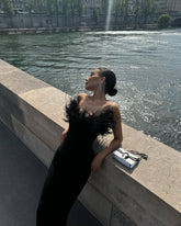 inostorâ„?Women's Feather Elegant Strapless Long Party Dresses