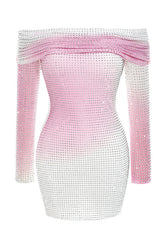 Crystal Gradient Off Shoulder Dress