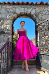 Pleats Spaghetti Straps Midi Dress