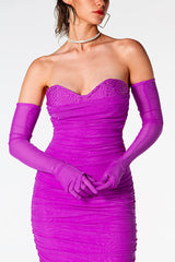 Adeline Grape Midi Halter Neck Dress