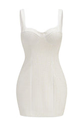 Pearl Studded White Mini Dress