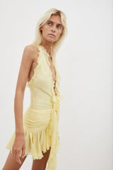 Rose Detailed Halterneck Mini Dress