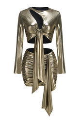 Radiance Metallic Tie Knot Top + Skirt Set