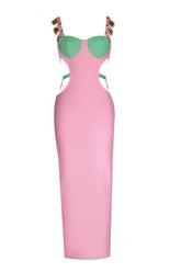 Strappy Metal Trim Cut Out Maxi Dress