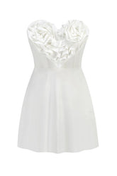 Ecru Sweetheart Neckline Detailed Mini Dress