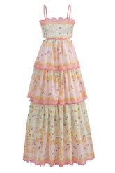 Floral Cami Tiered Ruffle Hem Dress