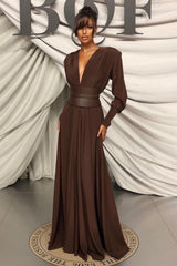Rosey Tan Maxi Dress With Waist Belt