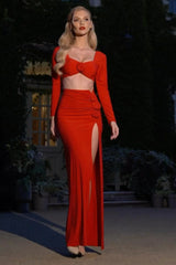 Rose High Split Maxi Dress