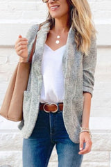 Fashion Work Street Patchwork Patchwork Turn-back Collar Outerwear(3 Colors)