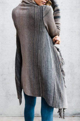 Casual Print Tassel Patchwork Tops