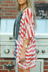 Casual Print Split Joint Cardigan Collar Tops