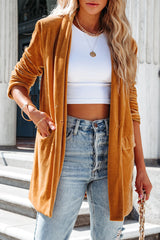 Fashion Solid Solid Color Turn-back Collar Outerwear