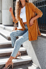 Fashion Solid Solid Color Turn-back Collar Outerwear