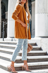 Fashion Solid Solid Color Turn-back Collar Outerwear