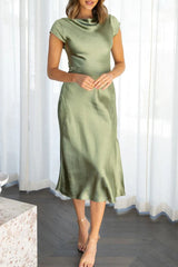 Celebrities Elegant Solid Backless Asymmetrical Collar Princess Dresses(4 Colors)