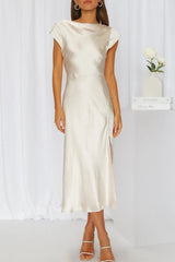 Celebrities Elegant Solid Backless Asymmetrical Collar Princess Dresses(4 Colors)