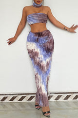 Sexy Print Backless Strapless Sleeveless Two Pieces