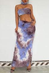 Sexy Print Backless Strapless Sleeveless Two Pieces