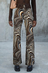 Street Geometric Printing Straight Full Print Bottoms