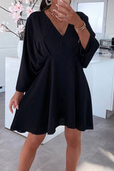 Casual Simplicity Solid Asymmetrical V Neck Irregular Dress Dresses
